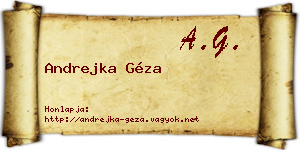 Andrejka Géza névjegykártya