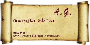 Andrejka Géza névjegykártya