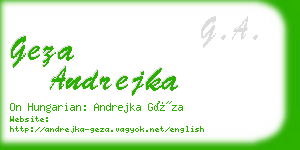 geza andrejka business card